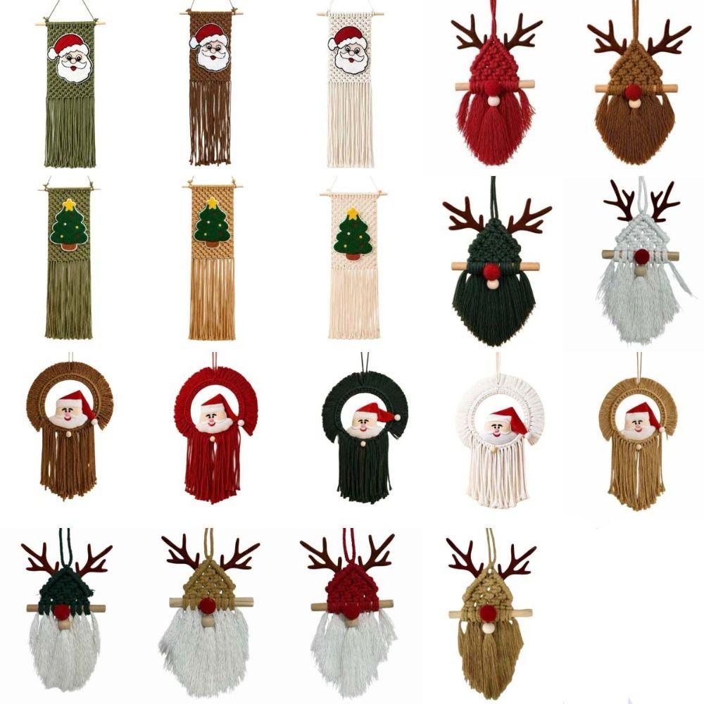Santa Claus Christmas Tree Tapestry Bohemian Style Cotton Rope Tapestry Living Room
