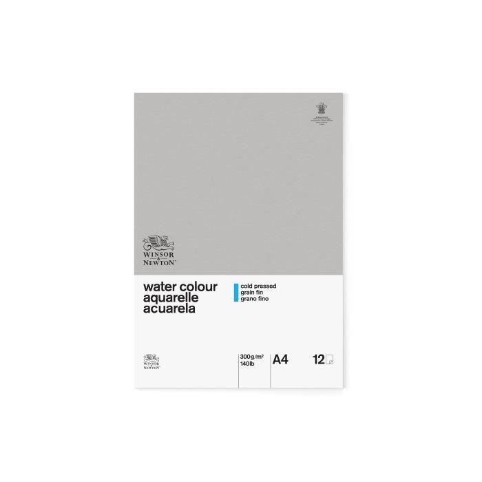 WINSOR & NEWTON Papier aquarelle classique - 300 g/m² - Bloc 12 feuilles - colle 1 cote - a4