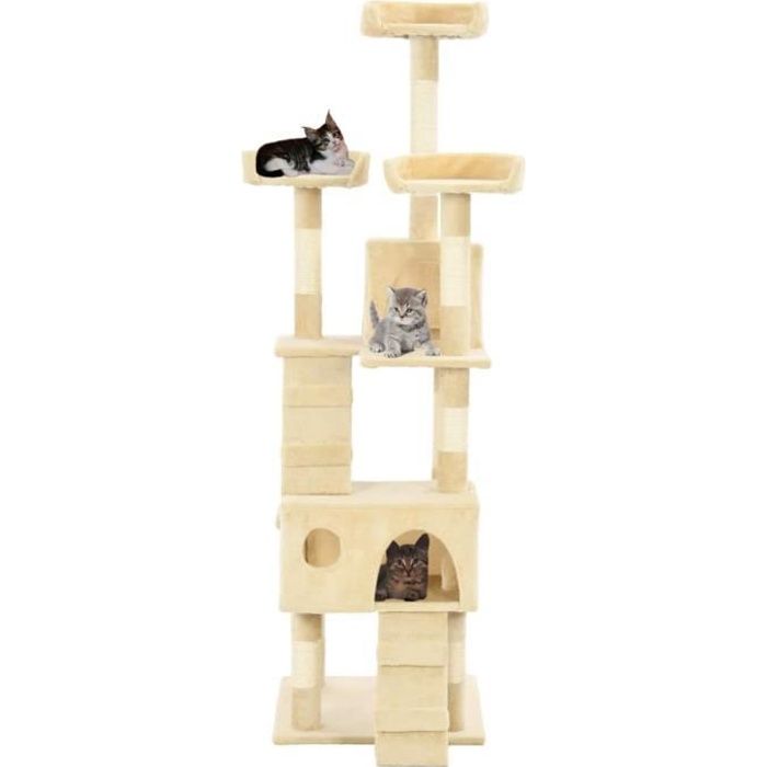 VidaXL Arbre à chat avec griffoirs en sisal 170 cm Beige