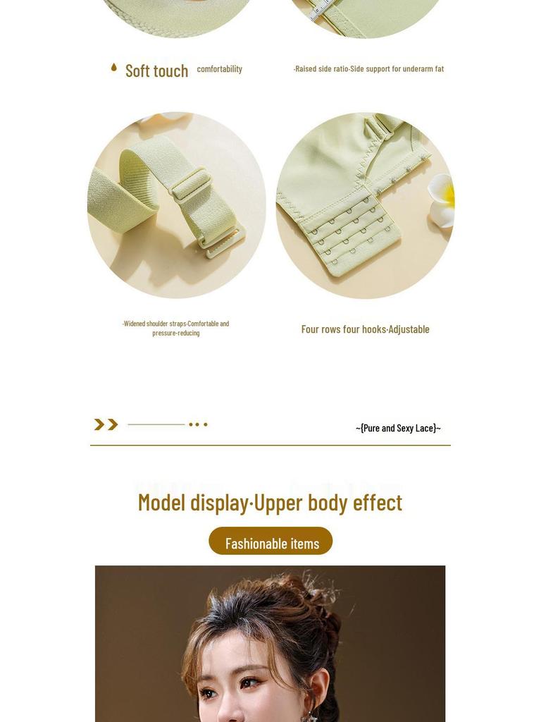 Luxuriöser Damen-Bügelloser Spitzen-BH mit Seitenstütze und Anti-Hänge-Funktion