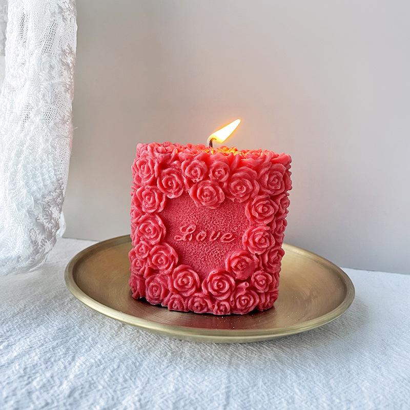 Forma na aromaterapii na svíčku Rose Heart Love Silikonová forma Forma na zdobení dortů na čokoládu Ručně vyrobená forma na svíčku