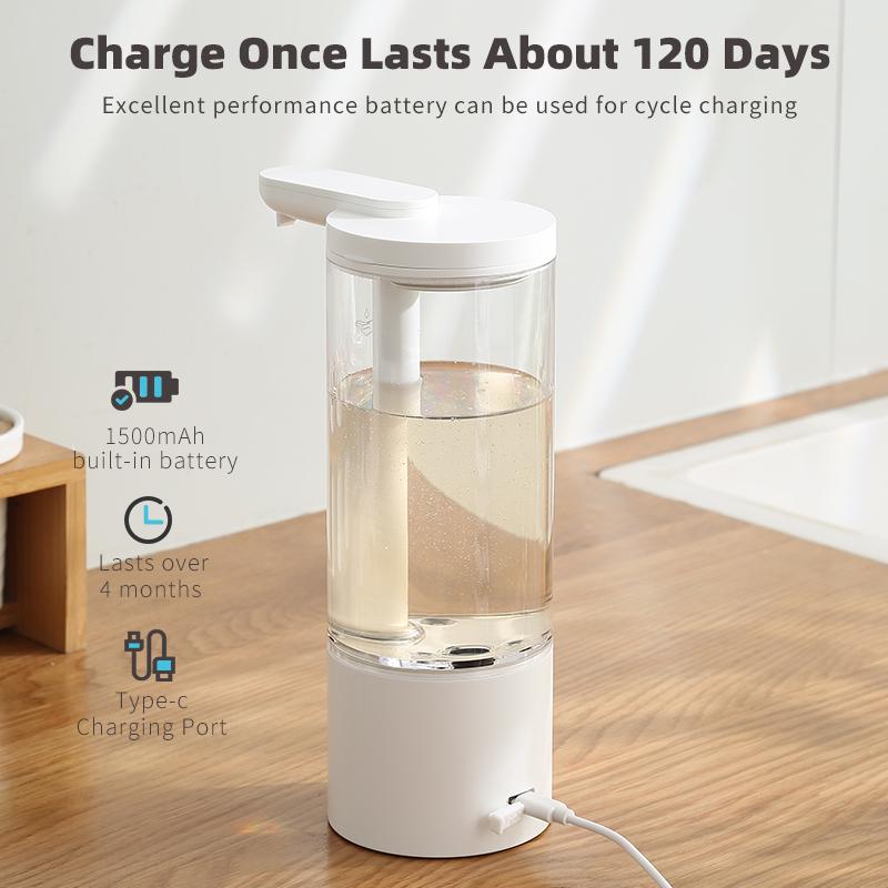 Kitchen 500ml Automatic Liquid Soap Dispenser USB Rechargeable Touchless Hand High Capacity Detergent Bathroom Dispenser