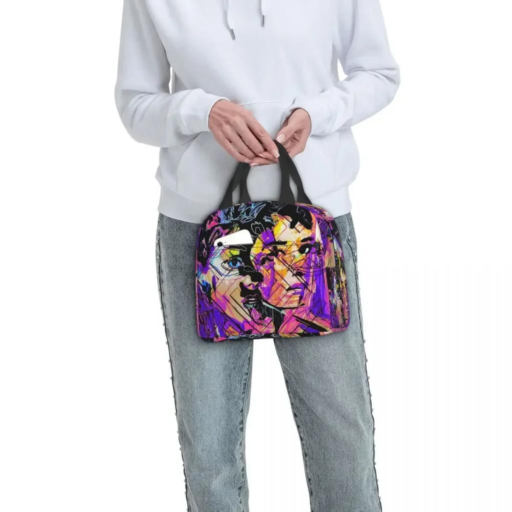 Cute Audrey Hepburn Insulated Lunch Bag for Women Office Cooler Thermal Food Box Tote Portable Lunch Boxes Container