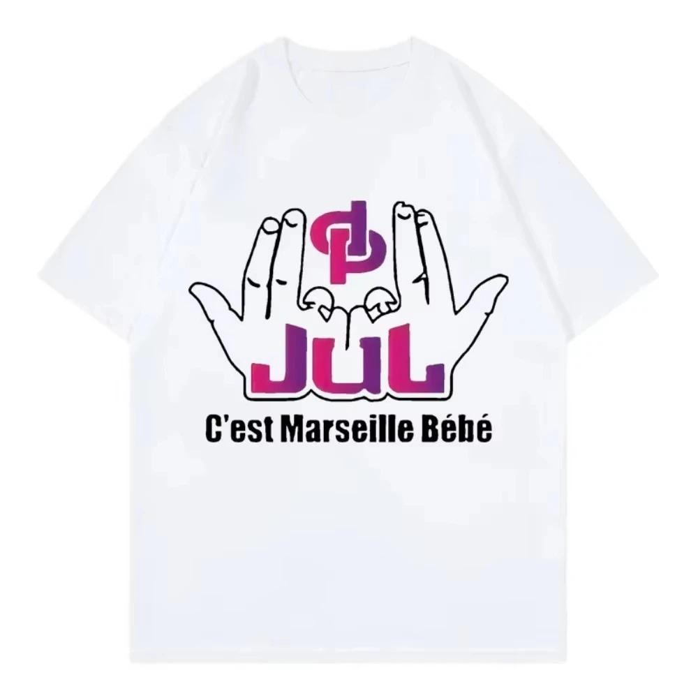 

French Rapper Jul Cest Marseille Bébé Graphic TShirt 2026 New Summer Solid Color Tee Fashionable HipHop Y2K Clothing S