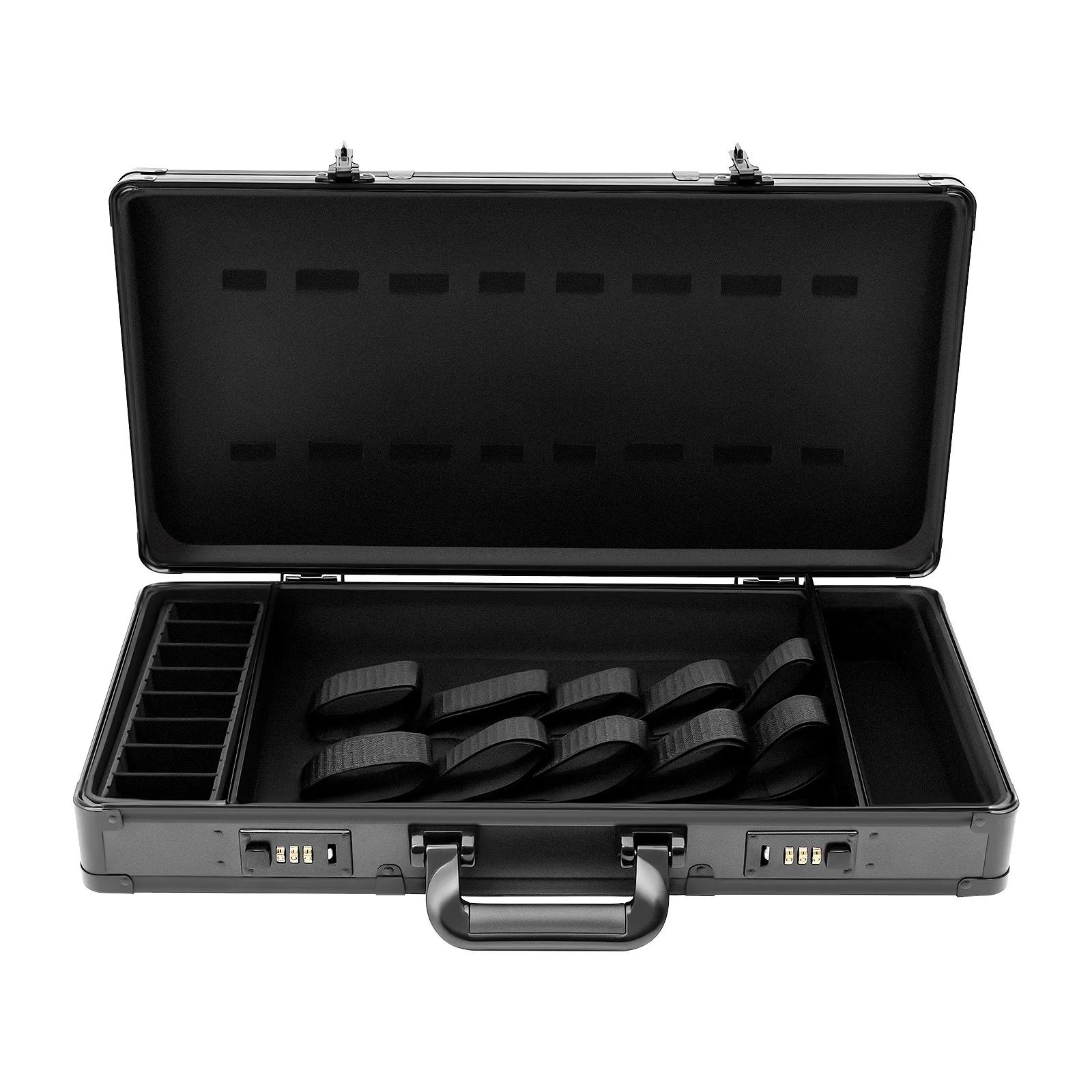 

Бокс для парикмахерских инструментов с кодовым замком, Органайзер для инструментов для путешествий в парикмахерскую, Многофункциональная портативная сумка для парикмахерских ножниц, 55x27x10см чёрный