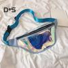 Transparent Waist Bag Waterproof Mini Fanny Pack Iridescent Belt Bag with Adjustable Strap for Women Men Travel Fitness Outdoor Use