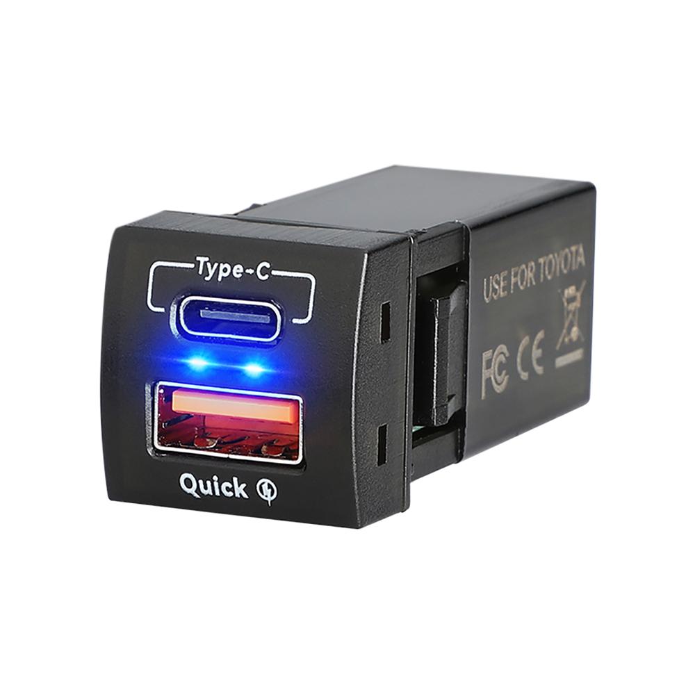 

48 Вт быстрое зарядное устройство QC3.0 USB Type-C PD 12 В для Toyota Corolla автомобильные аксессуары для мобильных телефонов адаптер питания быстрая зарядка синий