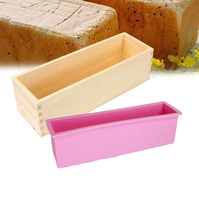 With Wooden Box and Lid Silicone Soap Mold Rectangle Toast Mold Baking Tool Loaf Mould  Bread