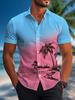 Europäischer und amerikanischer Stil Hawaiianisches Hemd Herren Freizeit Vielseitig Mode 1D bedrucktes Kokospalmenmuster Kurzarm