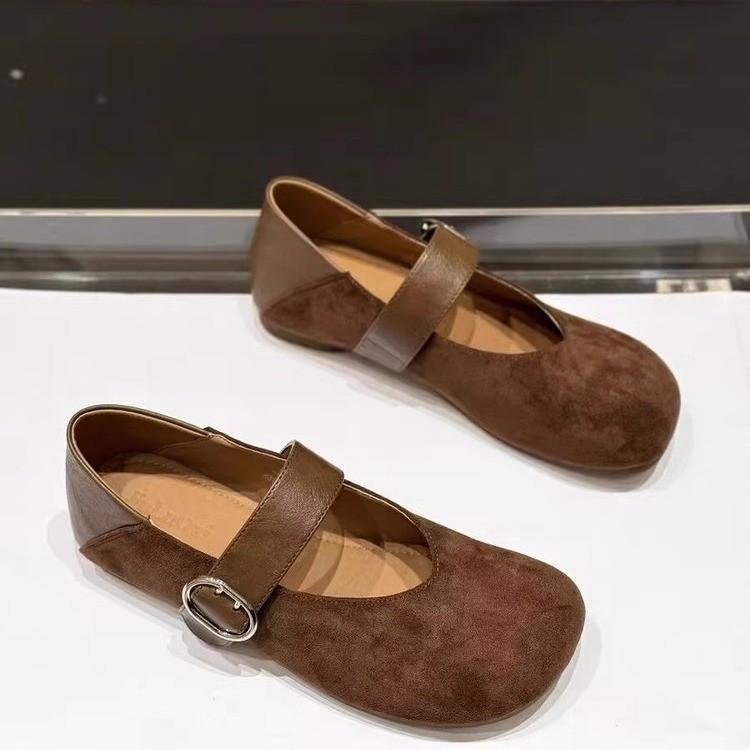 Fashion Flat Shoes for Women Retro Square Toe Shallow Mouth New Summer Ballet Mary Jane Shoes Plus Size Casual Women's Shoes