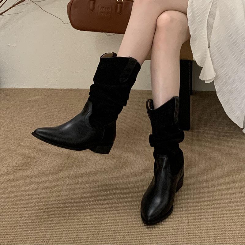 Fashion Fashion Pointed Toe Ladies Chelsea Short Boots Shoes Footwear Slip On Women Ankle Boots With Low Heel Shoes Pumps