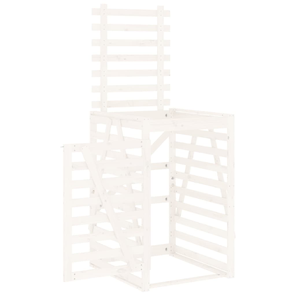 Waste Bin Enclosure White 84 x 90 x 128.5 cm Solid Pine Wood