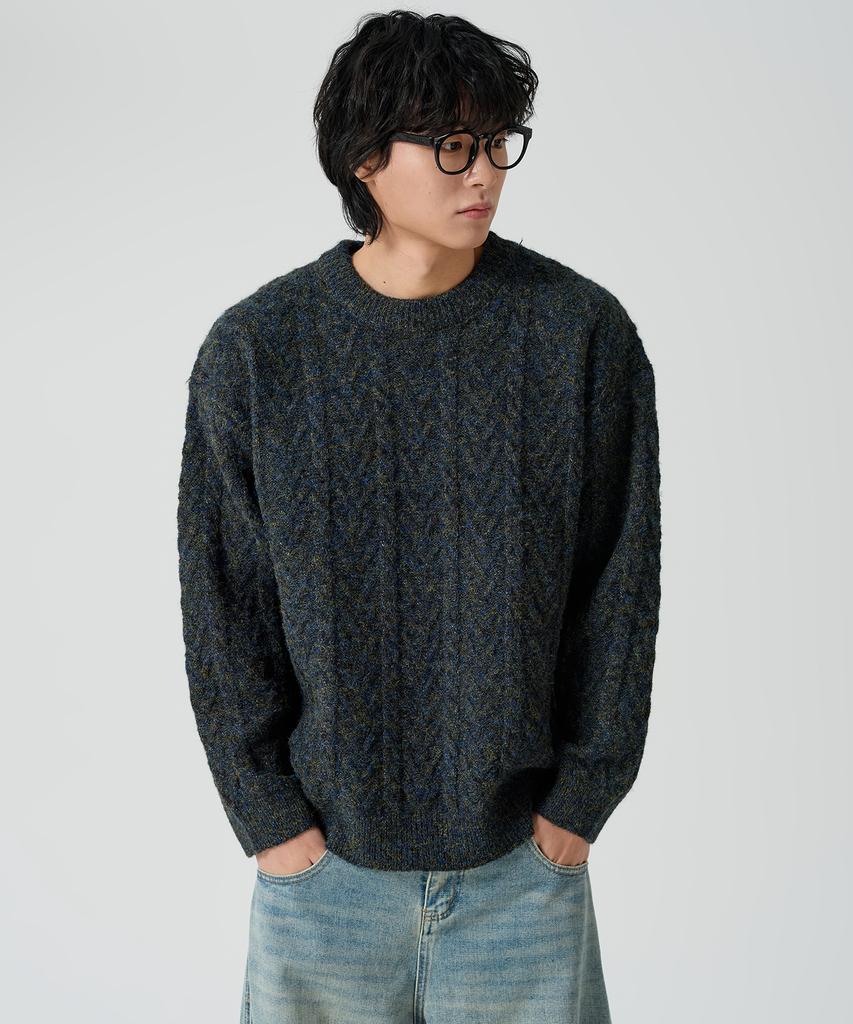 Ousa Heathered Cable Round Knit 3 Colors