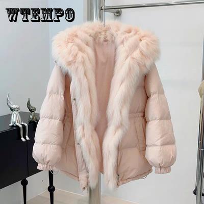 Veste en coton à la mode avec taille cintrée mi-longue pour femme, vêtements d'hiver avec grand col en fourrure, veste en coton