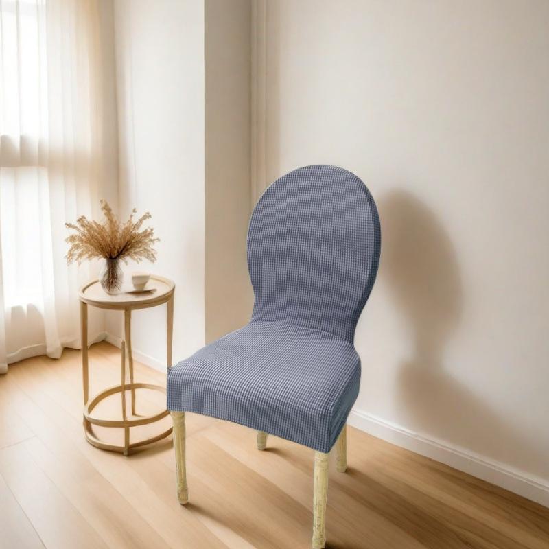 European Round Back Chair Cover Seat Dining Table And Chair Solid Color Simple Sitting Surface Universal Elastic Stool For All Seasons