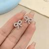 Beixi S999 Silver Needle Pearl Bow Ear Studs - Exquisite Girly Style Earrings