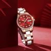 OLEVS Women's Watch, Popular Mechanical Wristwatch, Stylish Date Display, Cute Bracelet, Gift, Ceramic, Red