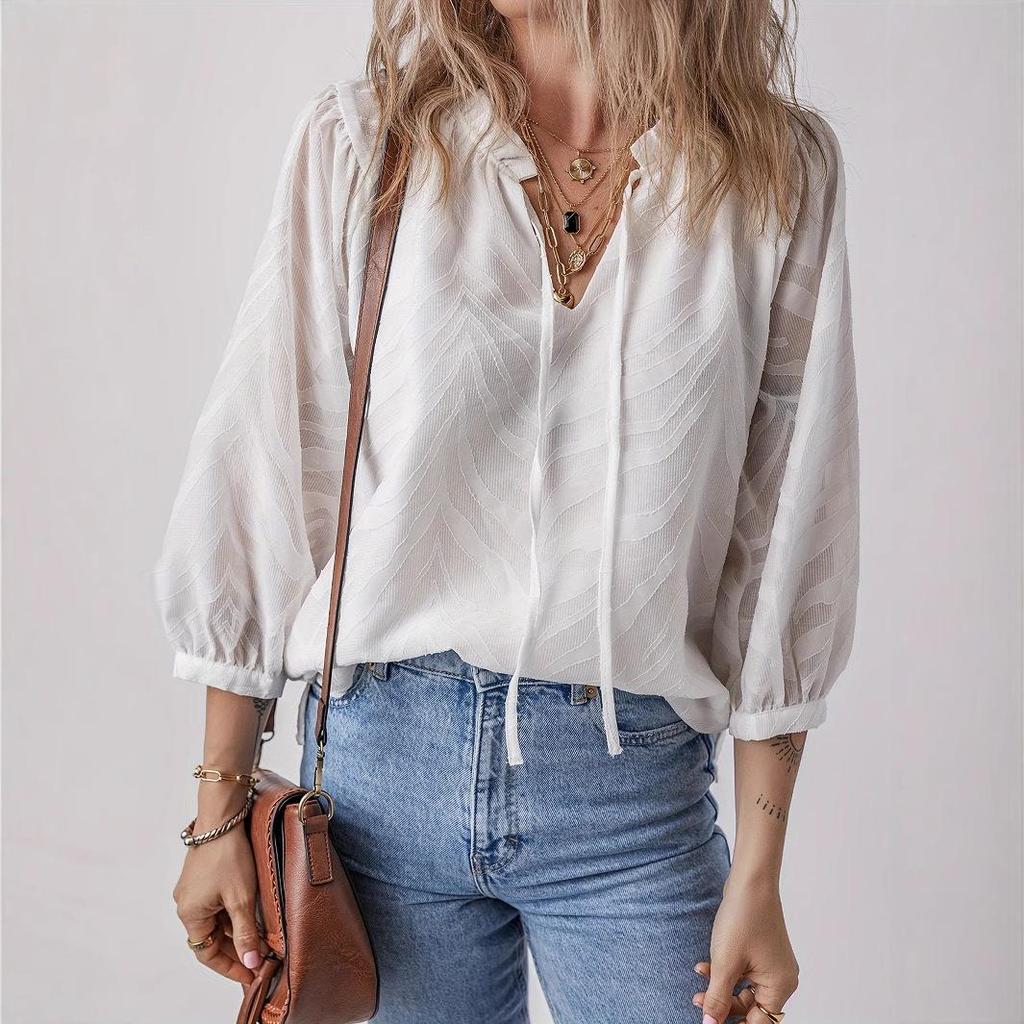 Women's V-neck Casual Comfortable Loose Shirt Top