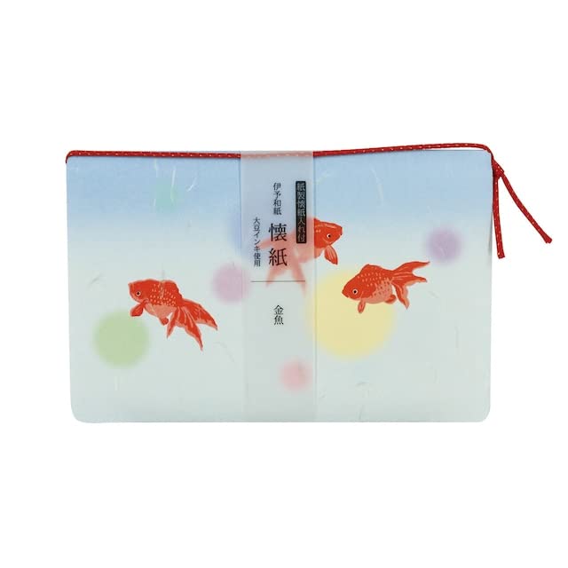 Kamiiso Kimono Beauty Kaishi Paper with Goldfish 175mm x Pack of 3509 Case, Design, 145mm, 20, No.
