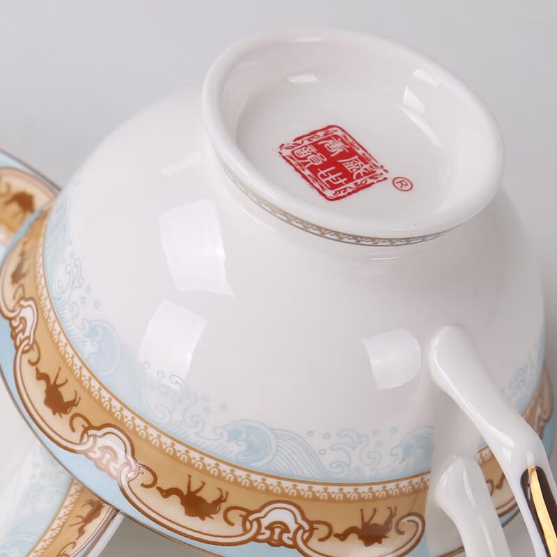 Zestaw filiżanek do kawy i spodków Shengshi Tangyun z porcelany kostnej
