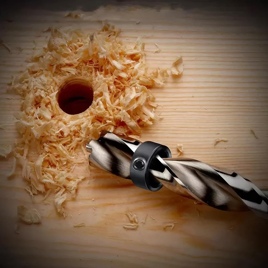 9pcs/set Woodworking Drill Bit Set with Adjustable Depth Stopper, 3mm-16mm - Includes Hex Wrench for Precision Drilling in Wood