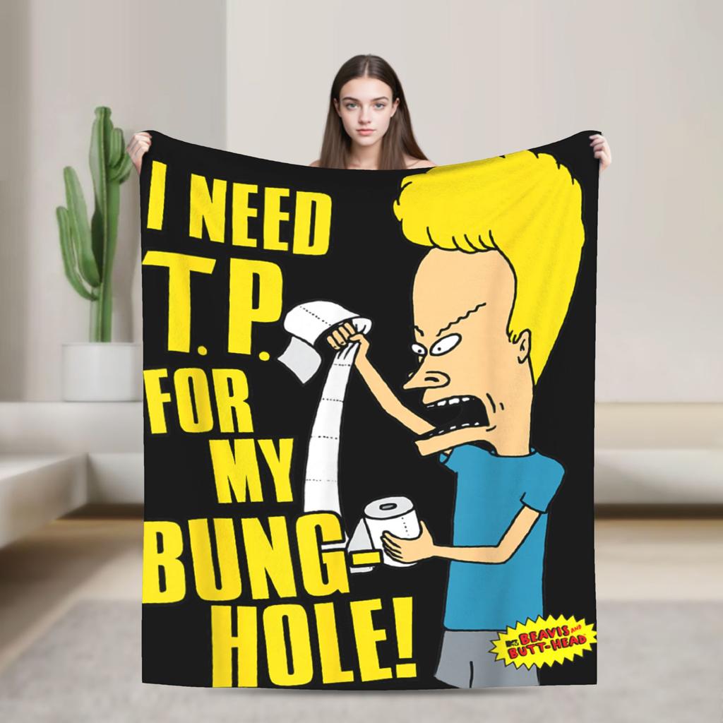 Beavis a Butt-Head Smějící se deka Pikniková flanelová přehozová deka Pro domácí dekoraci Teplý design Kvalitní přehoz Nápad na dárek