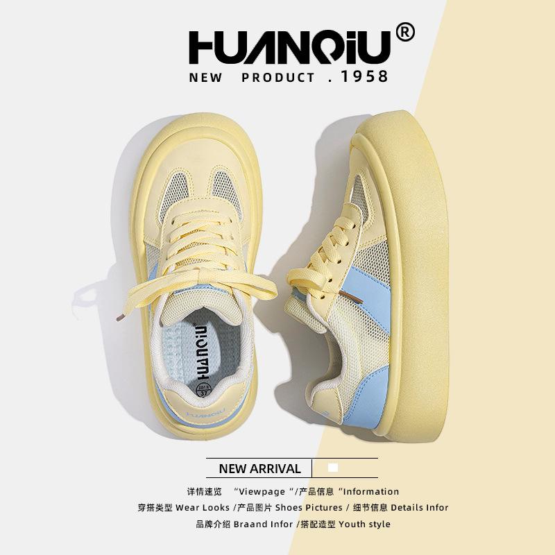 Globale Plattform gelbe Brettschuhe Damen ZHQ5986 Sommer Nische vielseitig Student Höhenzunahme Freizeitschuhe Damenschuhe Tide