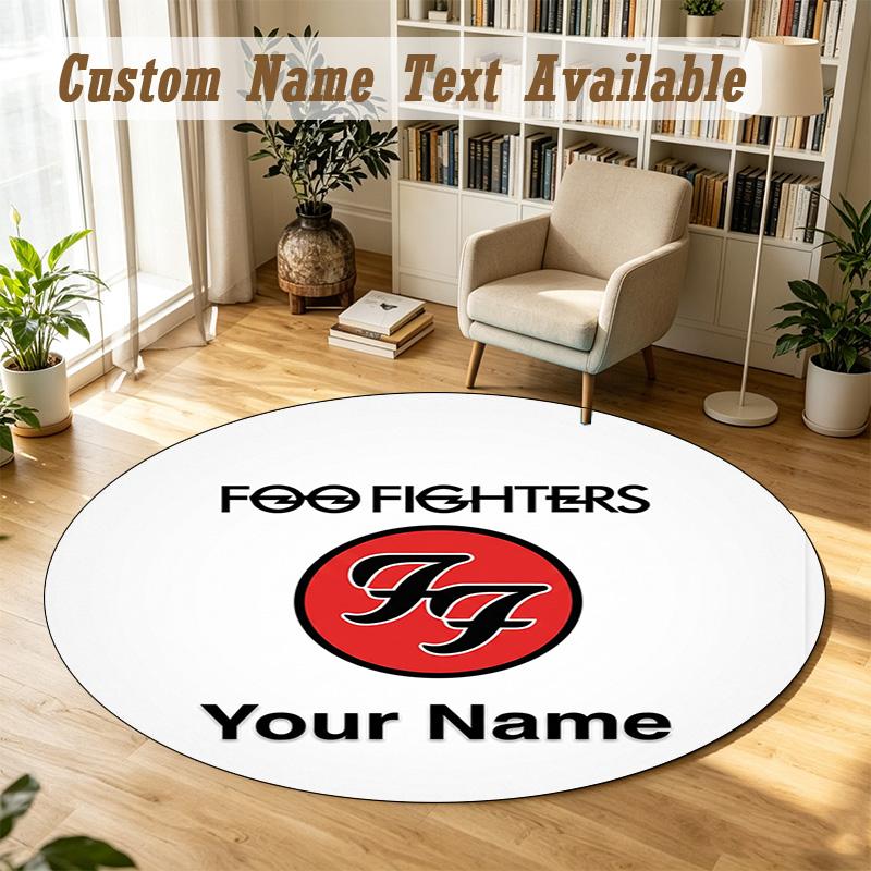 Foo Fighters Personalisierter runder Teppich Unterstützung Benutzerdefinierter Name, Weiche Heimdekorationsmatte
