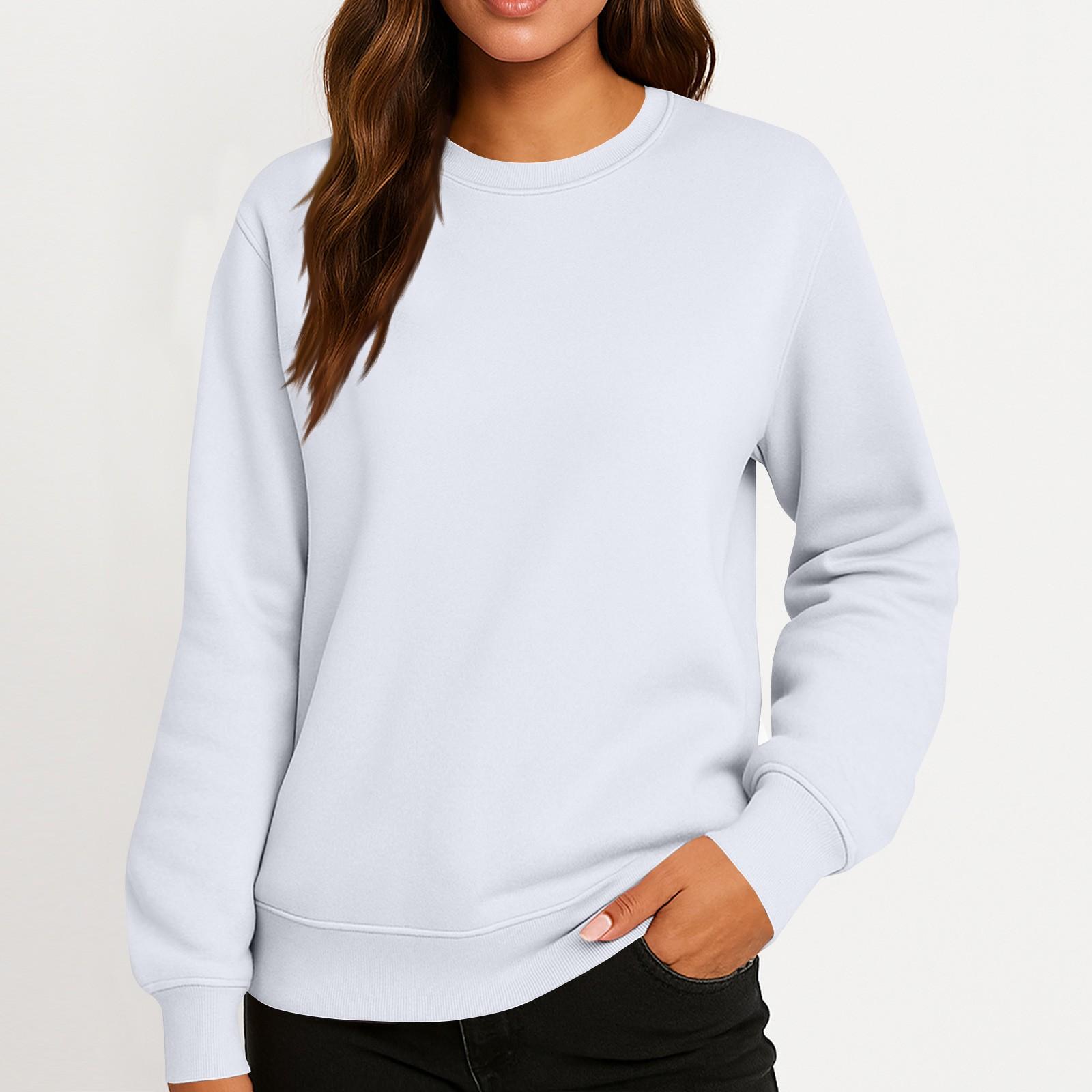 

Women s Fashion Solid Color Casual Long Sleeve Hoodie XL білий