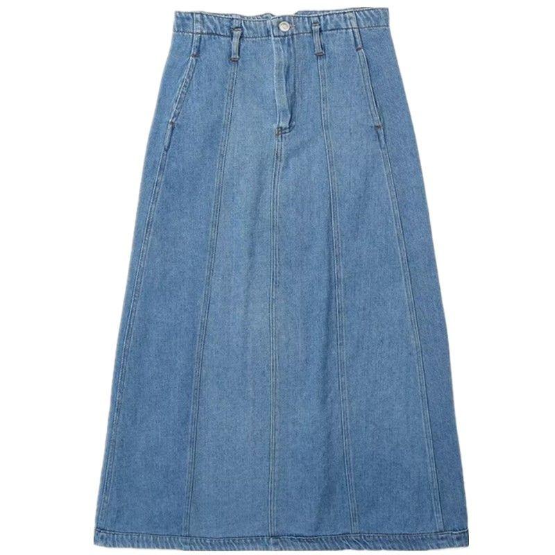 

Fashion Style Spring and Summer New Slim Looking High Waist Denim Cape Skirt A- Line Dress Skirt 6164055 427 Blue L