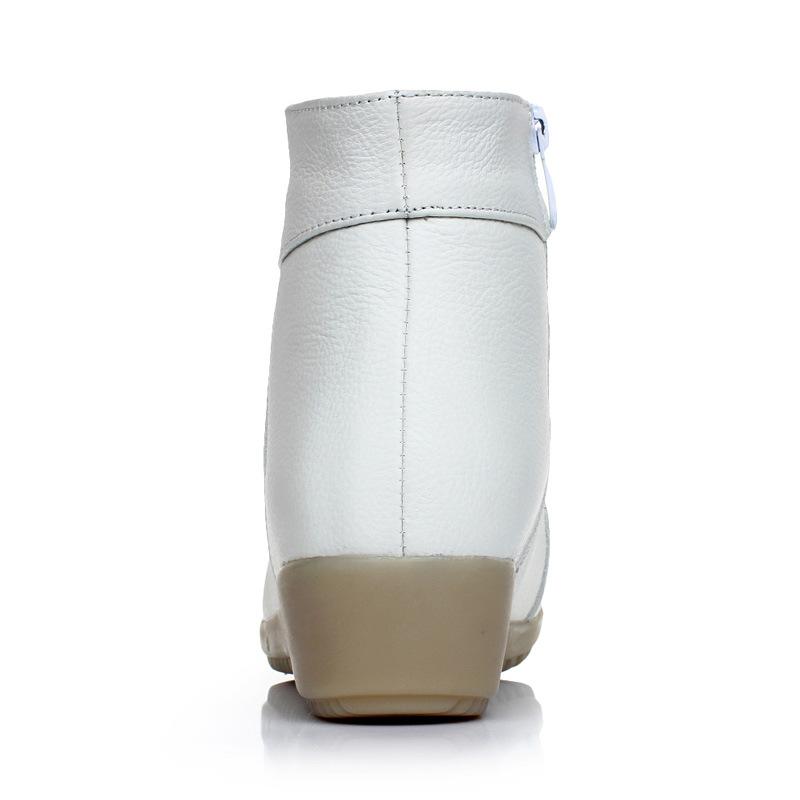 Fashion GKTINOO Genuine Leather Cow Women Ankle Boots Warm Fur Waterproof Slip on Wedge Comfortable Booties Autumn Winter Shoes Non Slip