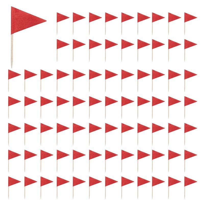 ABJI-200 Stück Solide Rote Zahnstocherflaggen Kleine Mini Einfarbige Rote Stäbchen Cupcake-Topper Flaggen DIY-Dekoration