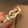 Luxury Womens Ring Diamond Horsehoe Twist Design Stylish Statement Jewelry Trendy Fashion Accessories for Women