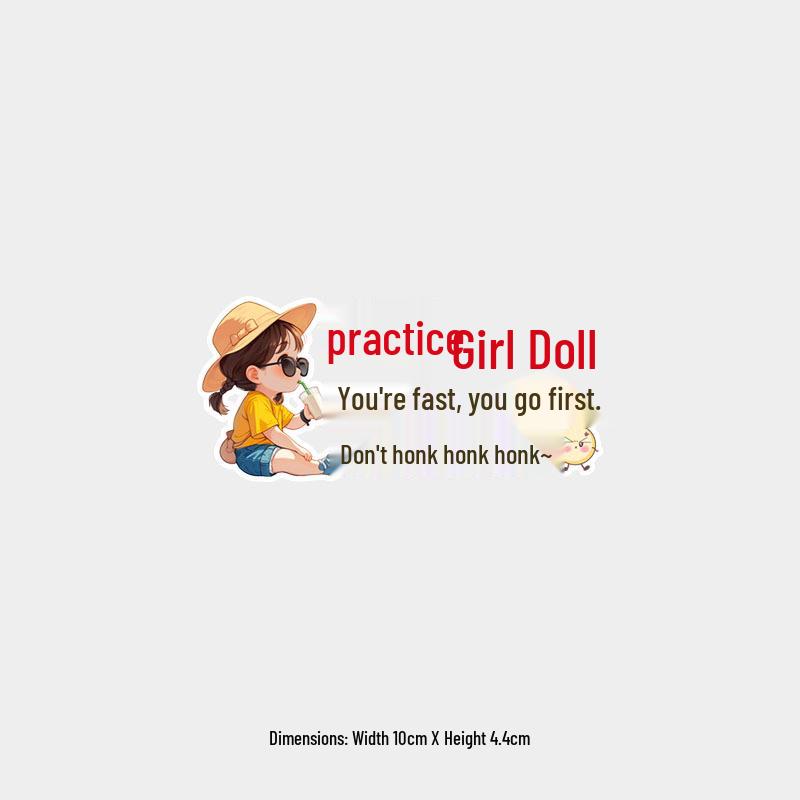 Creative Reflective Cartoon Text Sticker for Female Driver s Rear Car Window