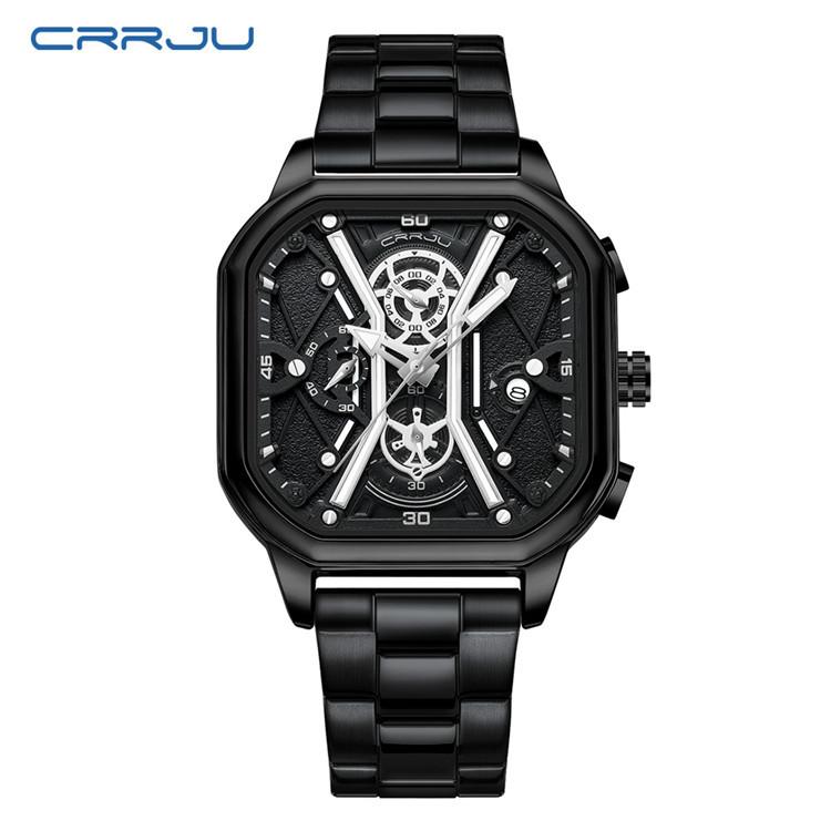 CRRJU Neue Lederarmband Herrenuhr 2313 Stahlarmbanduhr Einfache Geschäftspersönlichkeit Männer Mode Wasserdicht