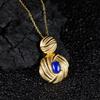 Collana da Donna in Argento S925 con Superficie a Uovo Colorata, Intarsiata con Lapislazzuli Naturale, Nicchia, Lusso Leggero, Pietra Preziosa Versatile