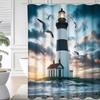4Pcs Bathroom Shower Curtain Set Nautical ElementsPattern Bathroom Curtain With 12 Hooks Non Slip Rugs Toilet Cover Mat Bathroom Partition