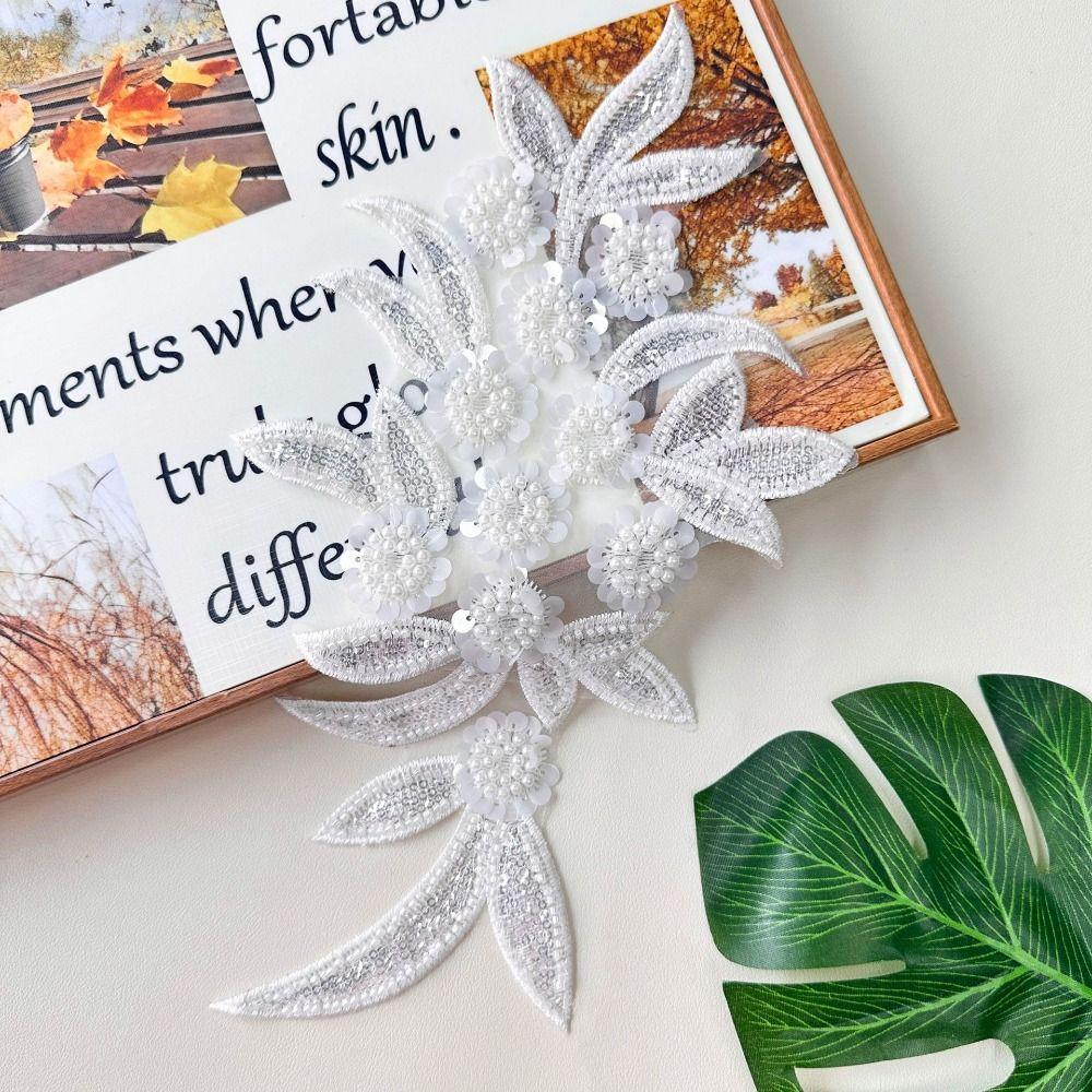 Funkelnde Perlen-Applikation Netz-Pailletten-Applikation DIY Dekorative Aufnäher DIY Handgemachte Accessoires