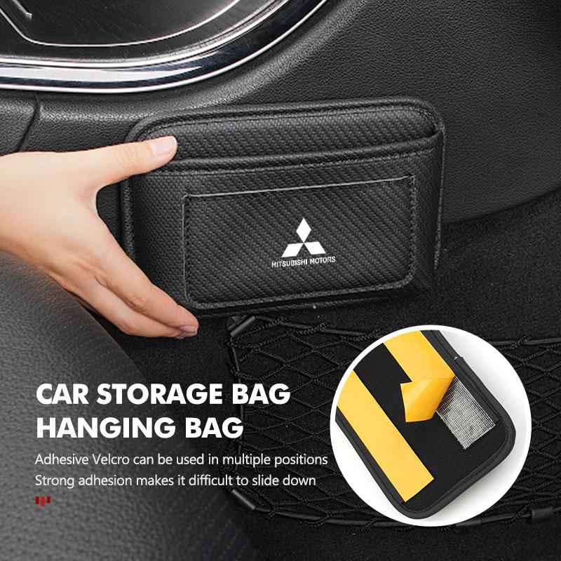 Adhesive Car Storage Pocket Sticky Organizer Bag Phone Purse Card For Mitsubishi Outlander Lancer L200 ASX Pajero Grandis