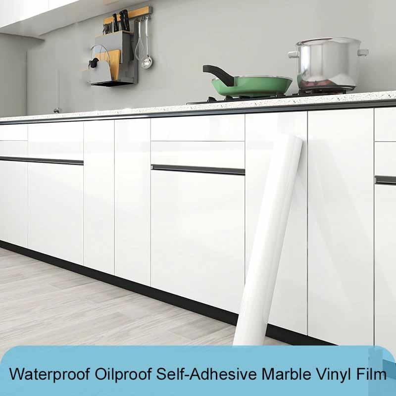 Thickened Waterproof Oilproof Self-Adhesive Marble Vinyl Film Kitchen Cabinet Door Decorative Cover Furniture Renovation Sticker