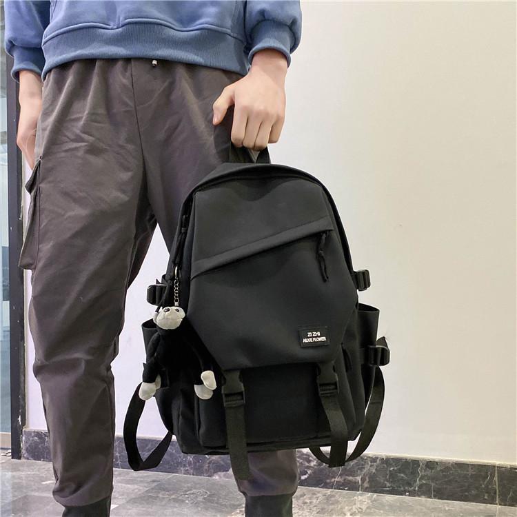 

Школьный рюкзак женский для старшей школы большой вместимости трендовый рюкзак мужской для студента колледжа модный тренд парный рюкзак чёрный