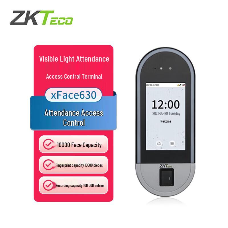 

ZKTECO xFace630 Biometric Time Attendance & Access Terminal CN plug (adapter included)