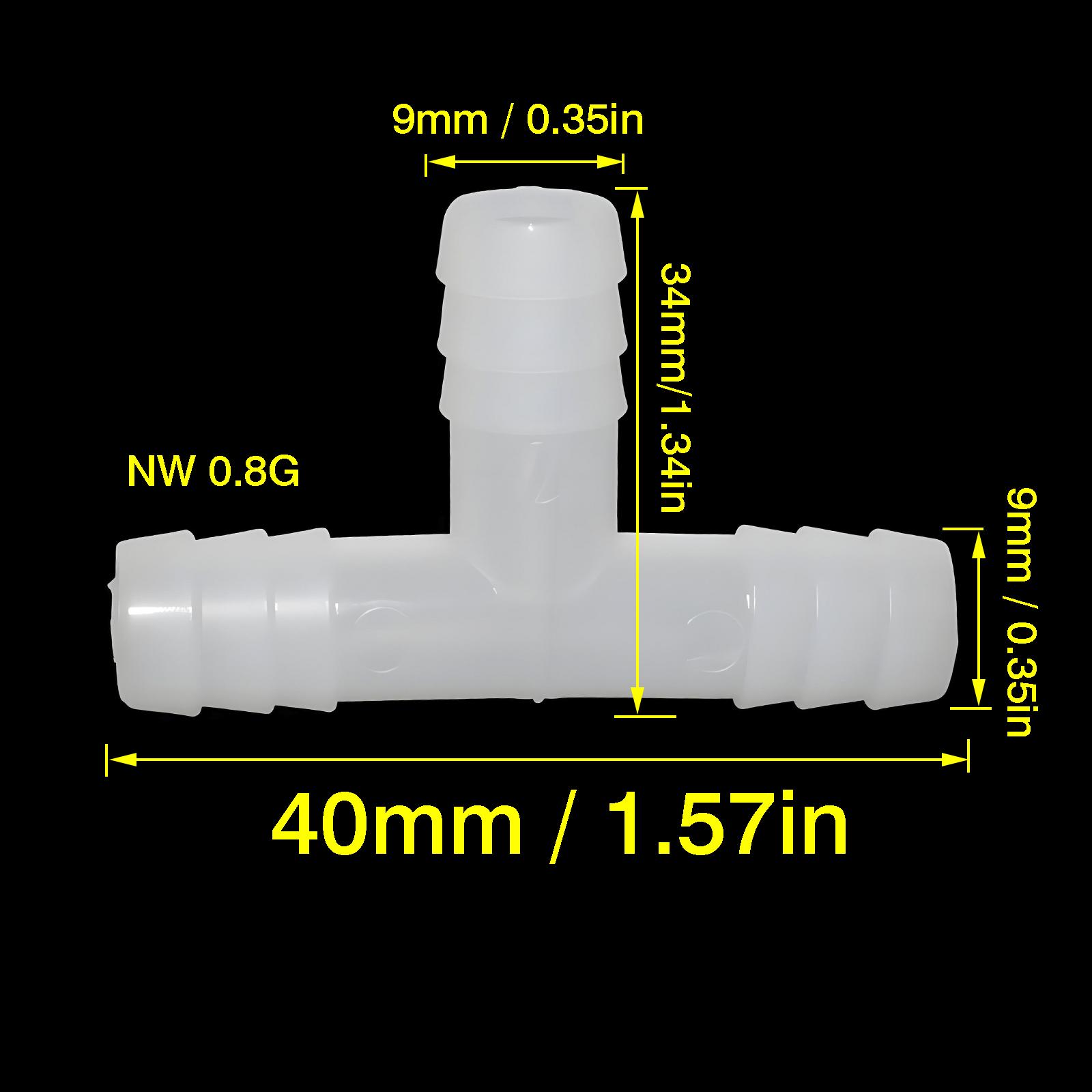 10Pcs/Lot Plastic Barb Hose Fitting Tee 9mm 3 Way Hose Tube T-Shape Barb Plastic Fittings Garden irrigation pipe joint (as the picture,40x9mm)