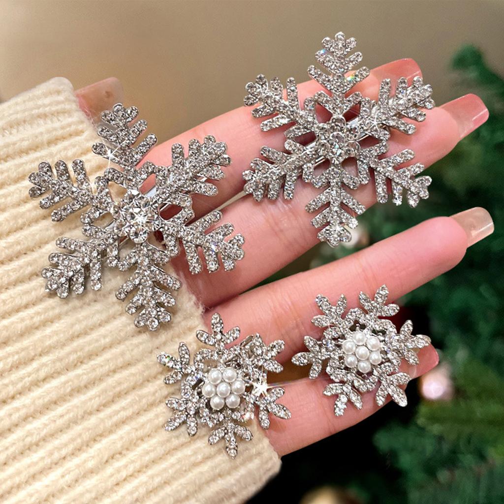 Süße flache Klipp-Haarnadel Schneeflockenform Balletcore Kopfbedeckung Dutt-Klammer Elegante Strass-Haarspange Foto-Requisiten