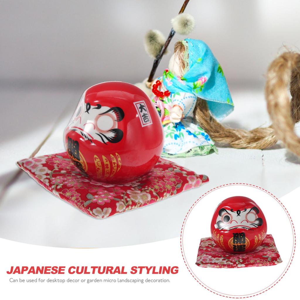 TOYMYTOY Daruma Ceramic Daruma Traditional Red Figurine, Japanese-Style Decor, Motif, Cute, Auspicious, Gift, Craft,
