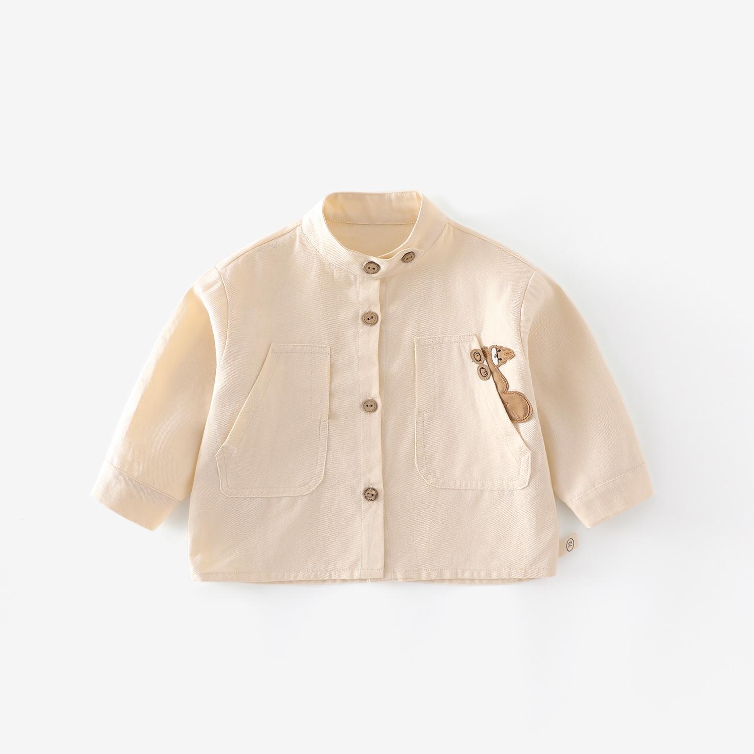

Children s Autumn Denim Shirt - Embroidered Squirrel, Stand Collar, Korean Style 73