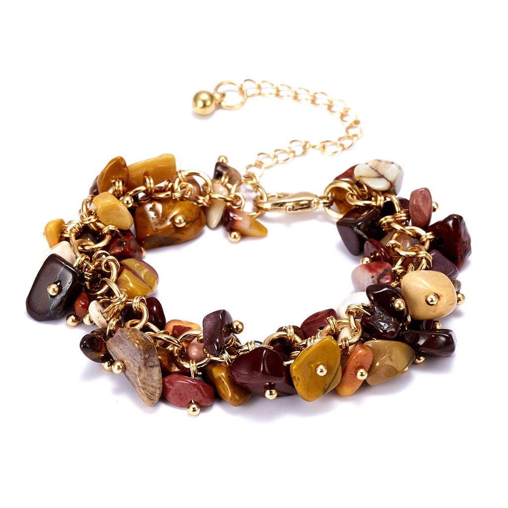 Bohemian Colorful Natural Stone Beaded Bracelet Handmade Multi-Layer Natural Gravel Crystal Bracelet
