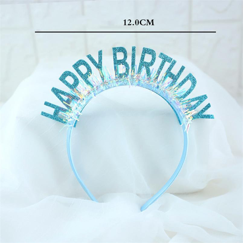 Glitter HAPPY BIRTHDAY Sequin Headband Birthday Decoration Birthday Party Decorations Kids Adult Girl Pink Silver Blue Headbands