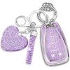 QBUC For Chevy Key Fob Cover With Diamond Keychain, 5 Button Key Case For Women For Chevrolet Equinox Malibu Camaro Blazer Cruze Traverse Trax Volt