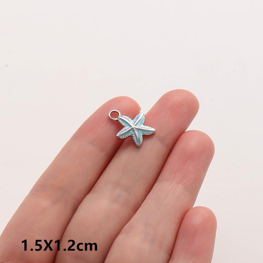 6pcs Enamel Marine Animal Starfish Fish Tail Sea Turtle Stainless Steel Charms For Jewelry Making Bulk Handmade Keychain Pendant